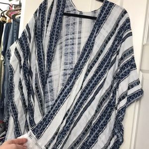 Black and Blue Fringe Poncho Cardigan